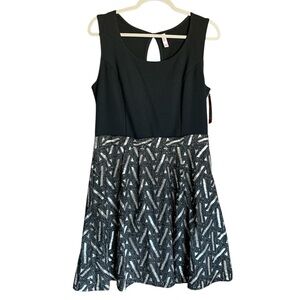 New Xhilaration XL sleeveless midi dress black A line lace like bottom NWT